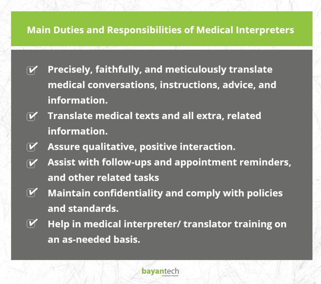 Main Duties and Responsibilities of Medical Interpreters