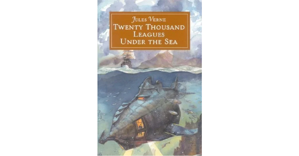 Cover of "Twenty Thousand Leagues Under the Sea" by Jules Verne, showcasing a submarine exploring the ocean depths.