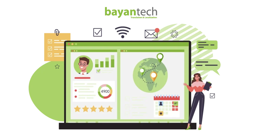 An illustration of a global marketing dashboard on a laptop screen featuring world maps, user profiles, and data analytics to represent a comprehensive global marketing strategy.