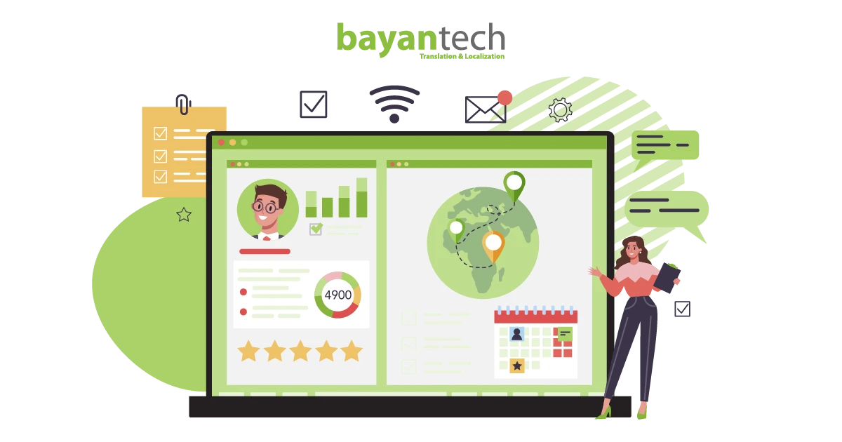 An illustration of a global marketing dashboard on a laptop screen featuring world maps, user profiles, and data analytics to represent a comprehensive global marketing strategy.