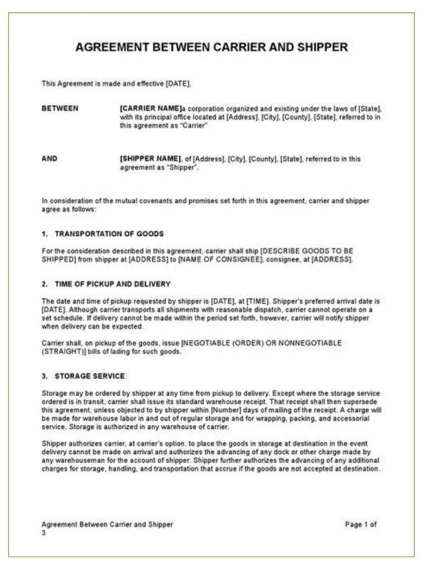 Contracts of Carriage