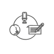 Microphone and document icon linking to bayantech transcription services
